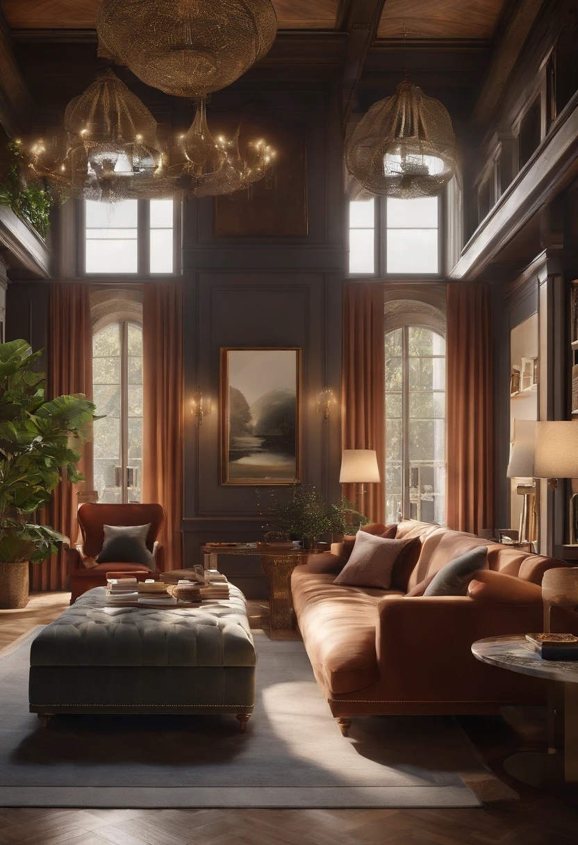 (((tmasterpiece))),Design interiors, libraryai, Plenty of space, natural  lightting, (Bright daylight：1.2), interiors, Interior design, cozily, comfort, cozily, artist impression, and harmonious