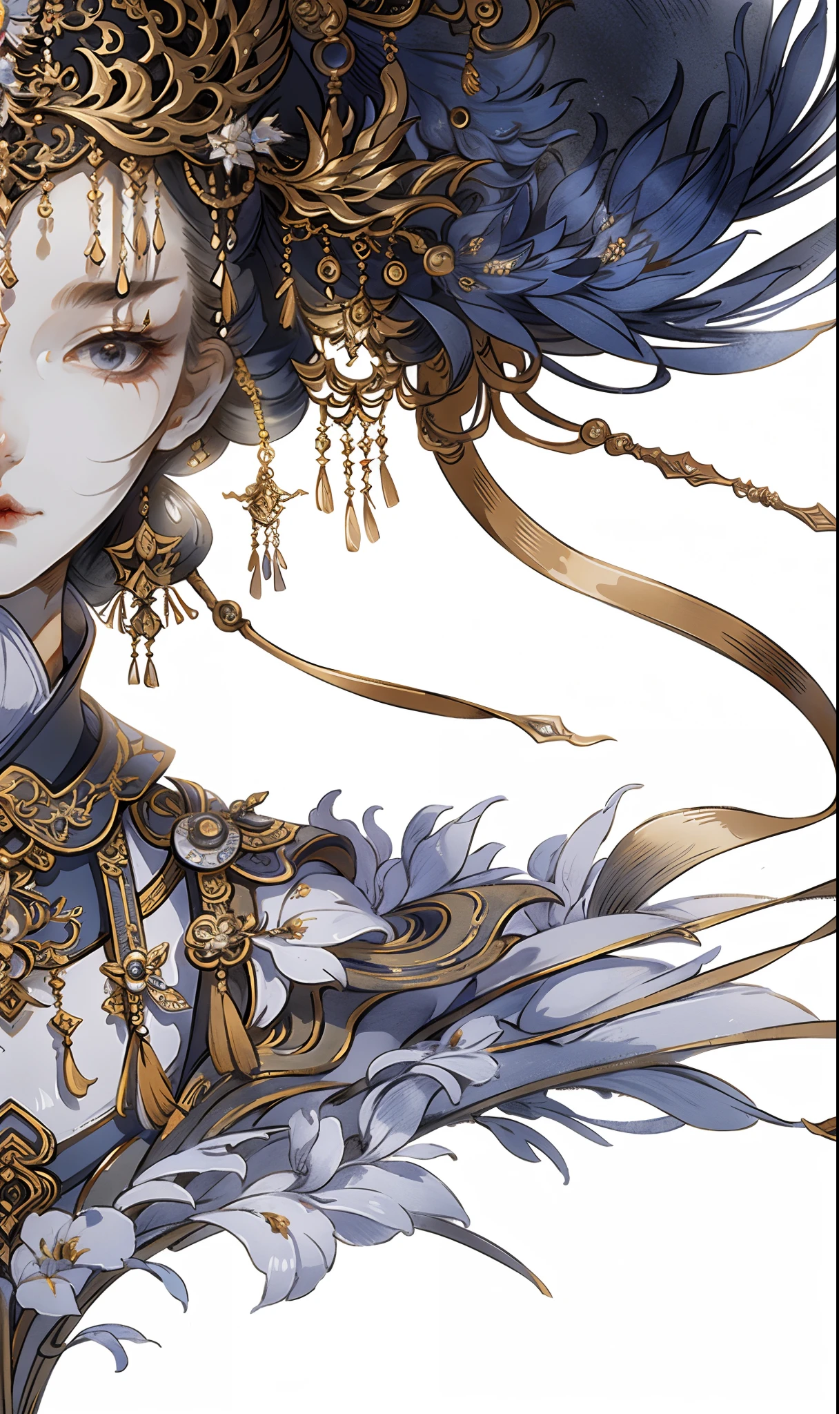 A girl, ancient Chinese costume, sunshine, clear face, clean white background, masterpiece, super detail, epic composition, ultra HD, high quality, extremely detailed, official art, uniform 8k wallpaper, super detail, 32k -- v 6