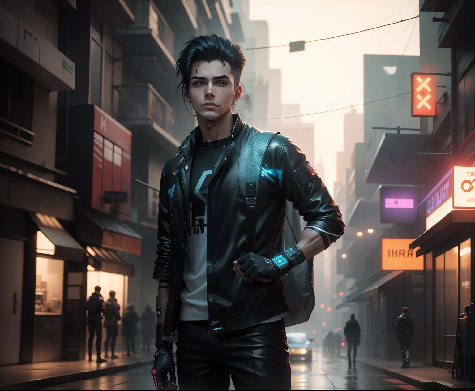 Change background cyber punk handsome boy realistic ultra realistic 8k