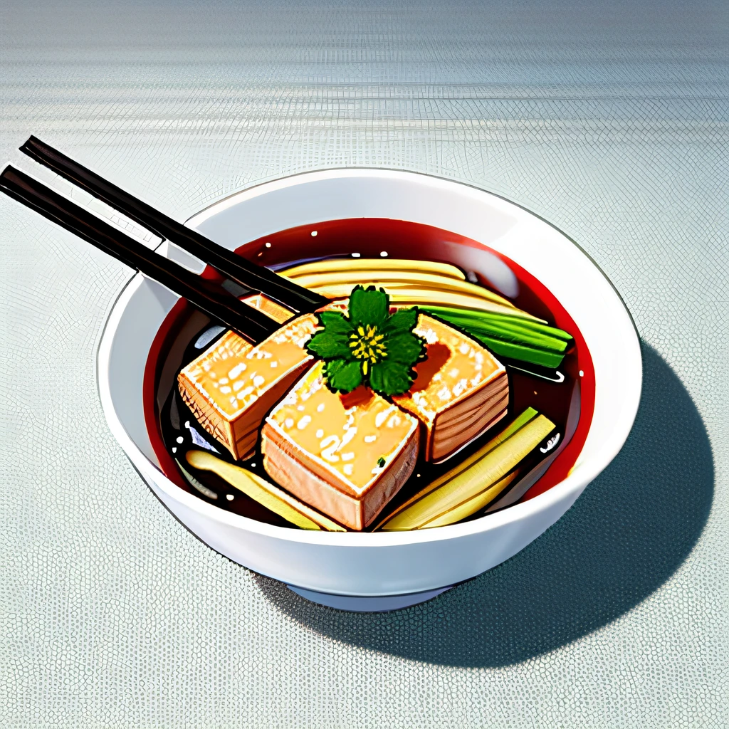 Realistic noodle dish Soy soy sauce
