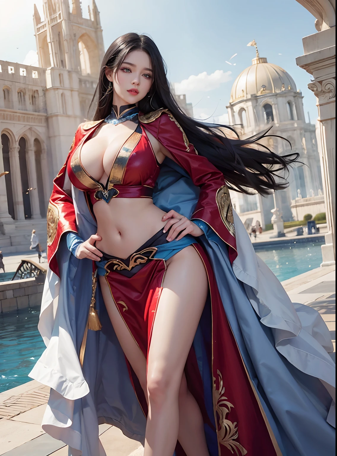 Big boobs,black hair,blue ayes,Hyper realistic, Ultra detail