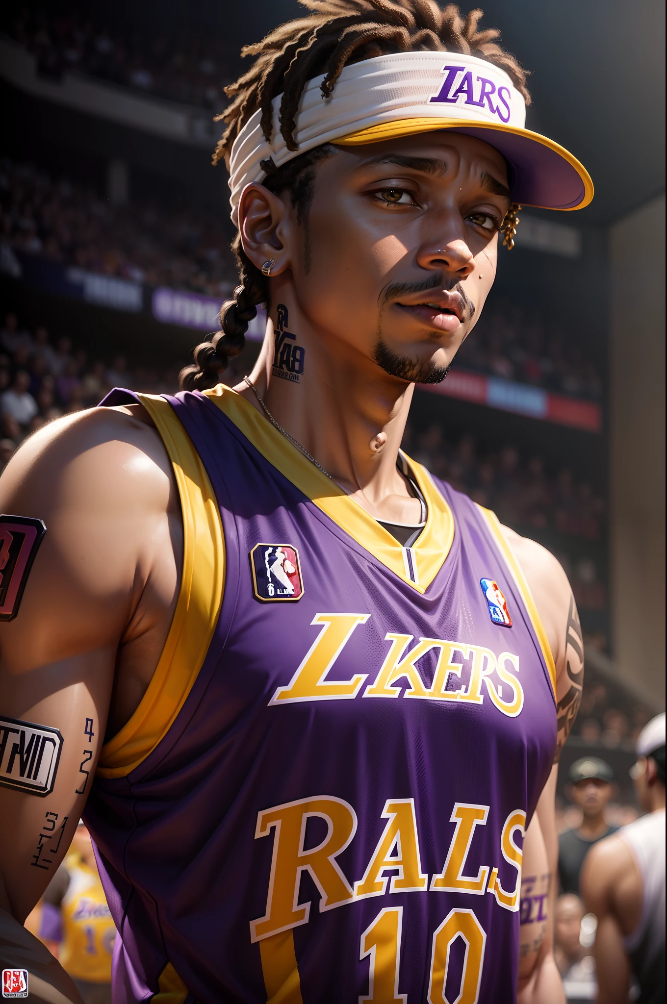 Allen Iverson wears a Lakers jersey，Play with O'Neill，HD 4K,Purple Gold Dynasty，dyna，dribbble