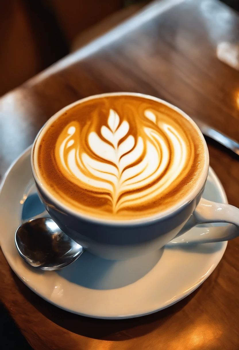 Cafe latte, latte coffee, latte art, draw in the coffee, masterpiece, best quality
