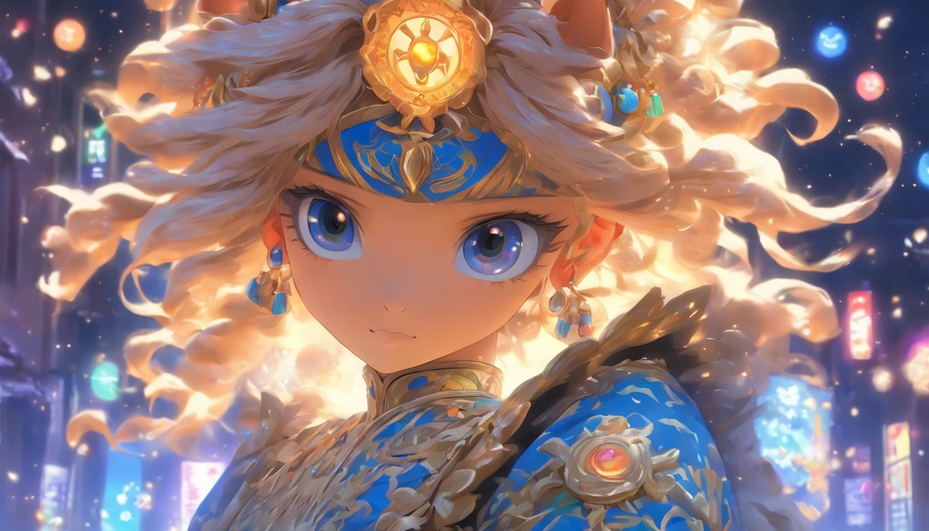 Zodiac horse in big eyes, Dress up in festive costumes, at the street side, Ancient style, Artistic touch，Snes painting
