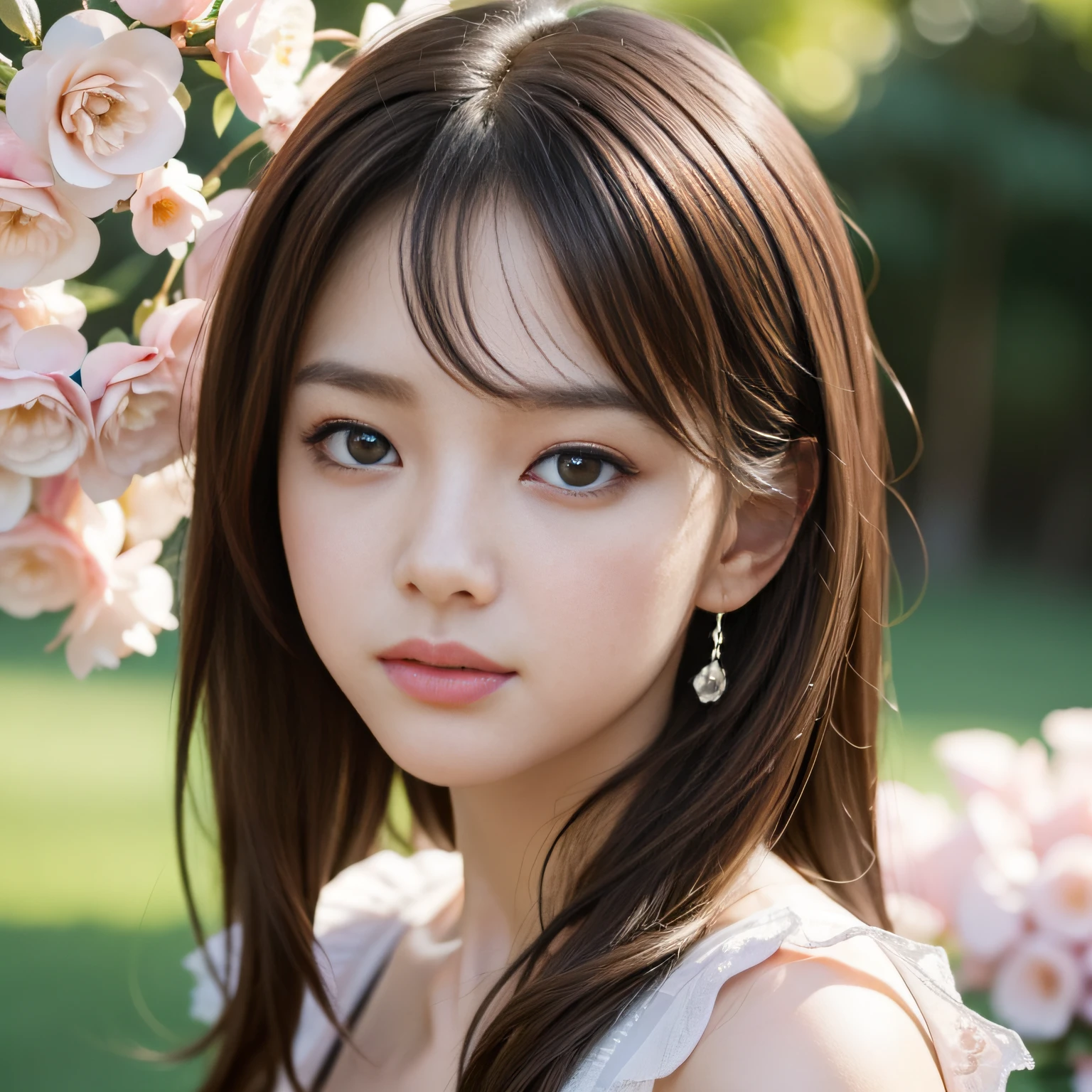 (masterpiece:1.2, best quality), (finely detailed beautiful eyes: 1.2), ((1girl)), ((solo)), (red eyes:1.4), (finely detailed eyes and detailed face:1.3), (beautiful and clear background:1.2), (extremely detailed CG, ultra-detailed, best shadow:1.1), ((depth of field)), ((watercolor)), (neko:1.5), (casual clothes:1.3), large breasts, bare shoulders, flowers and petals, beautiful concept illustration, (white background:0.5), (illustration:1.1), (extremely fine and beautiful:1.1), (perfect details:1.1), from side, cowboy shot, face focus
