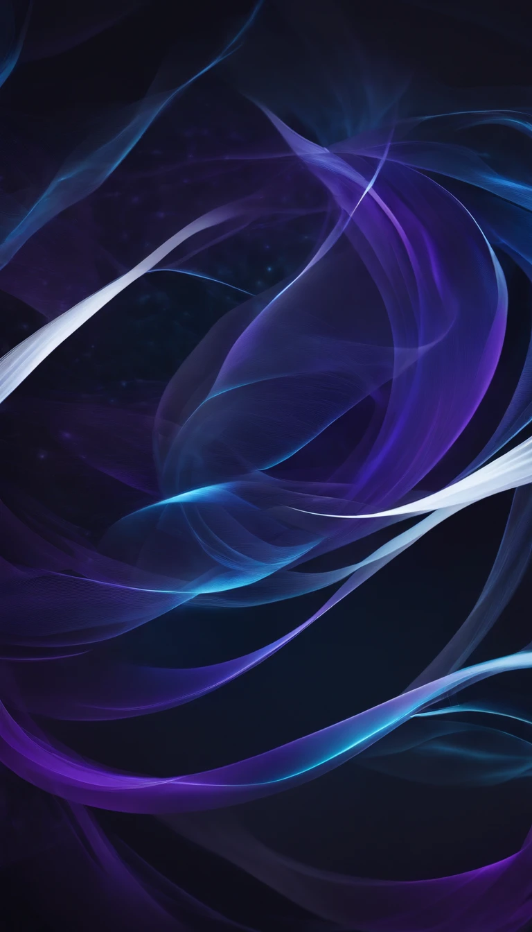 Quantum style，Purple and blue logo，The background is dark black，With white streamer