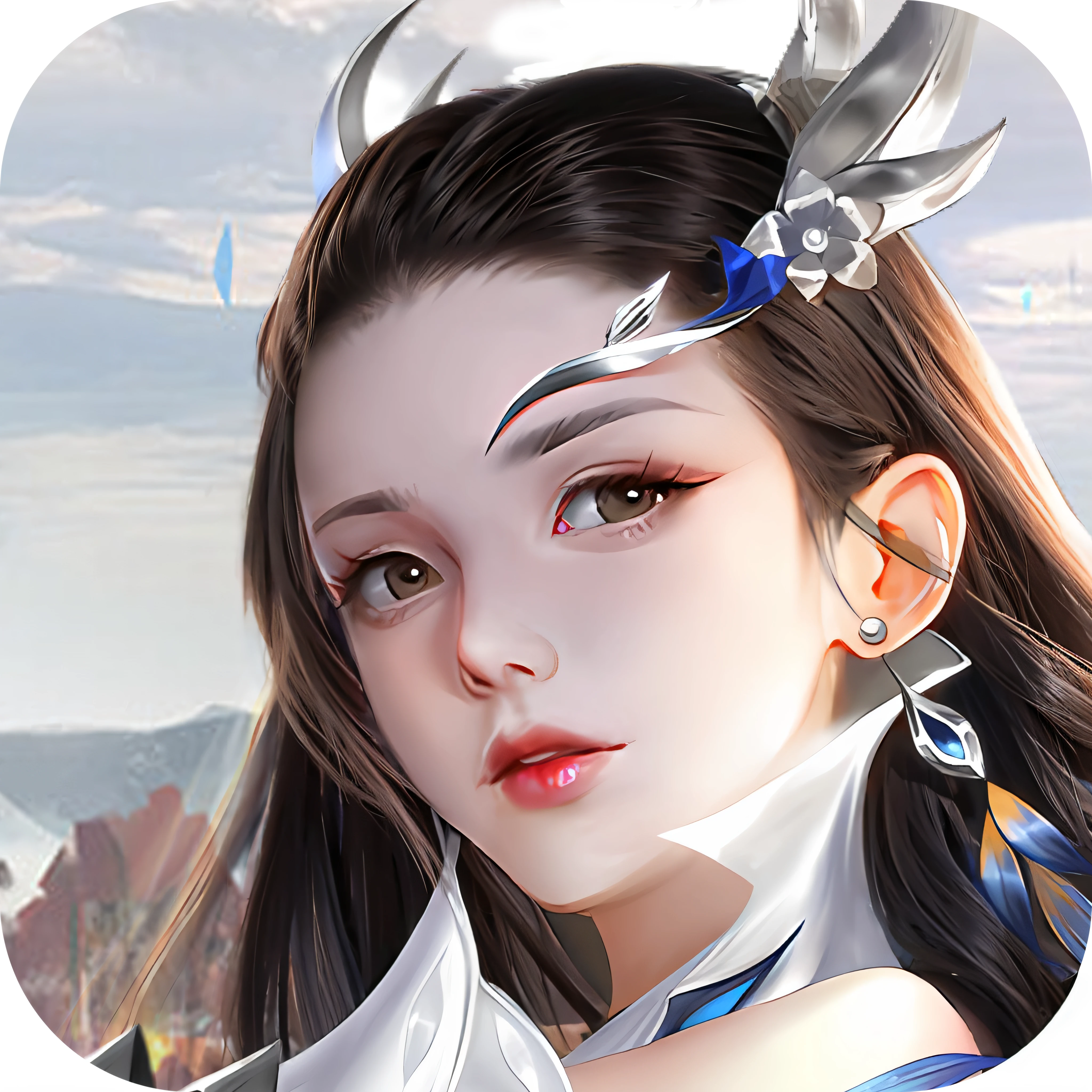A close up of a woman with a hair piece and a bow - SeaArt AI