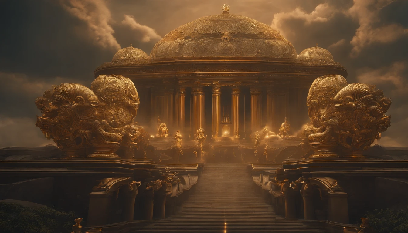 Classical auspicious clouds, ，Perfectcomposition, beautiful detailed intricate insanely detailed octane render trending on artstation, 8 k artistic photography, Arte conceptual fotorrealista, soft natural volumetric cinematic perfect light, Chiaroscuro, an award winning photograph, Masterpiece, oil on the canvas, raffael, Caravaggio, greg rutkovsky, beeple, beksinski, Giger, sfv, masterpiece of intricate artwork, Ominous, matte painting film poster, Golden ratio, trending on CGSociety, Intricate, Epic, trending on artstationh, By Artgerm, h. r. giger and beksinski, Highly detailed, vibrant, production cinematic character render, ultra high quality model