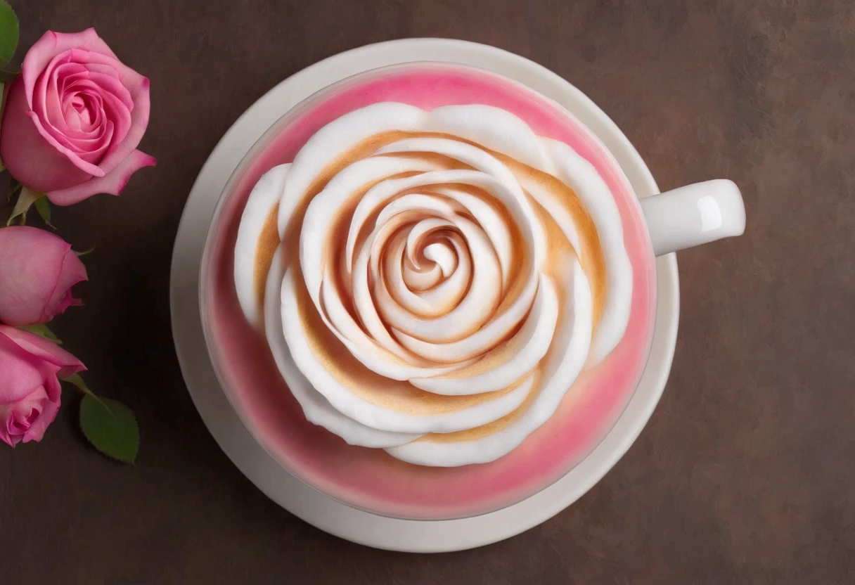 (masterpiece,best quality,highly detailed:1.3), exquisite rose Latte art