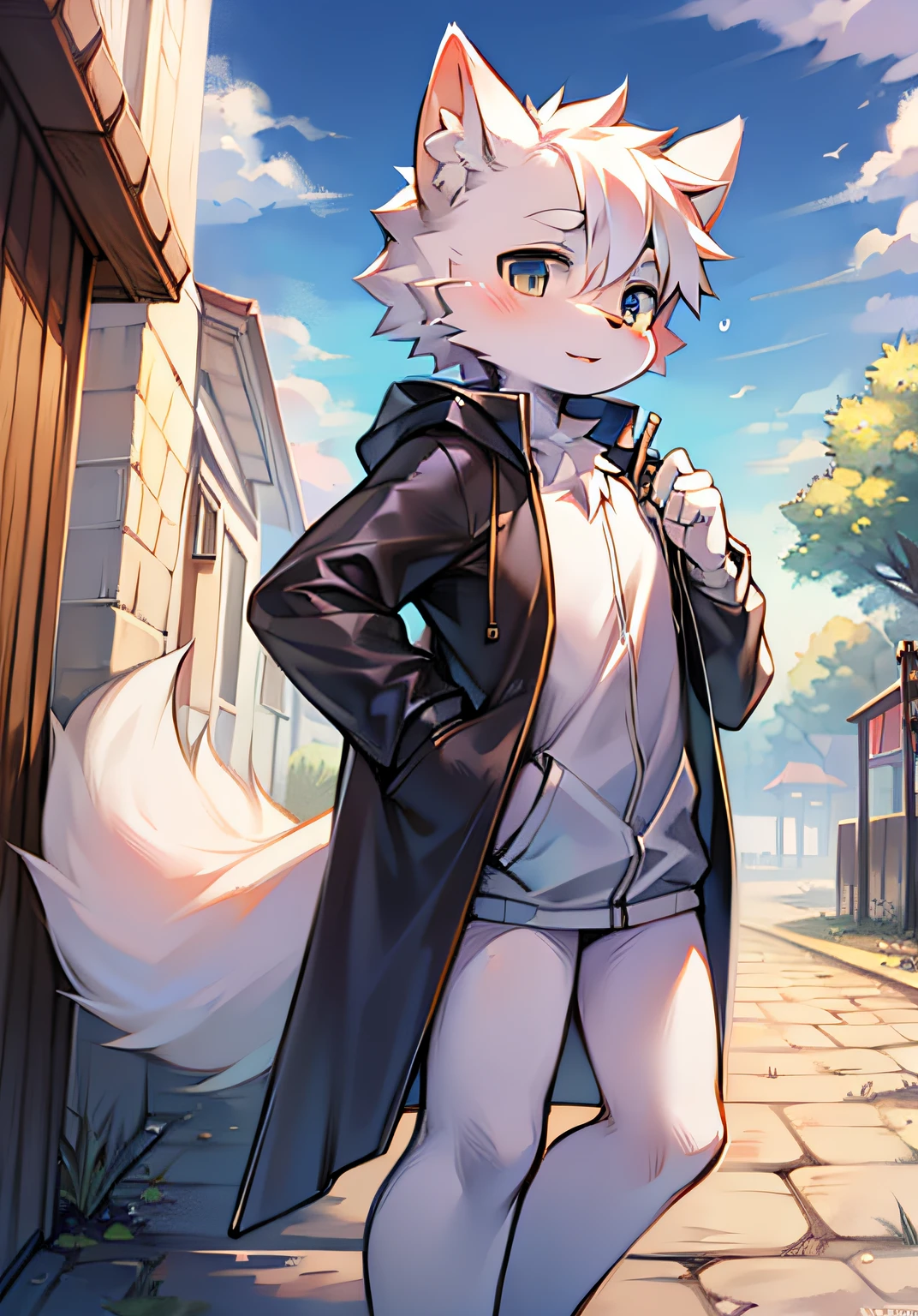 Shota the white fox who wears only underwear in public