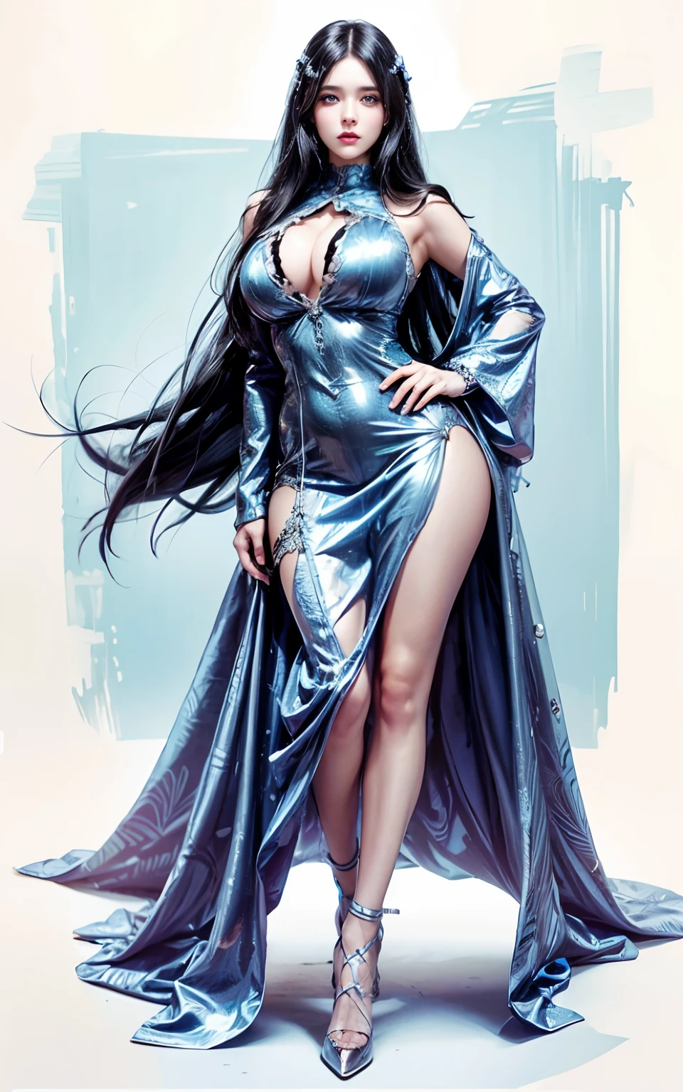 Big boobs,black hair,blue ayes,Hyper realistic, Ultra detail