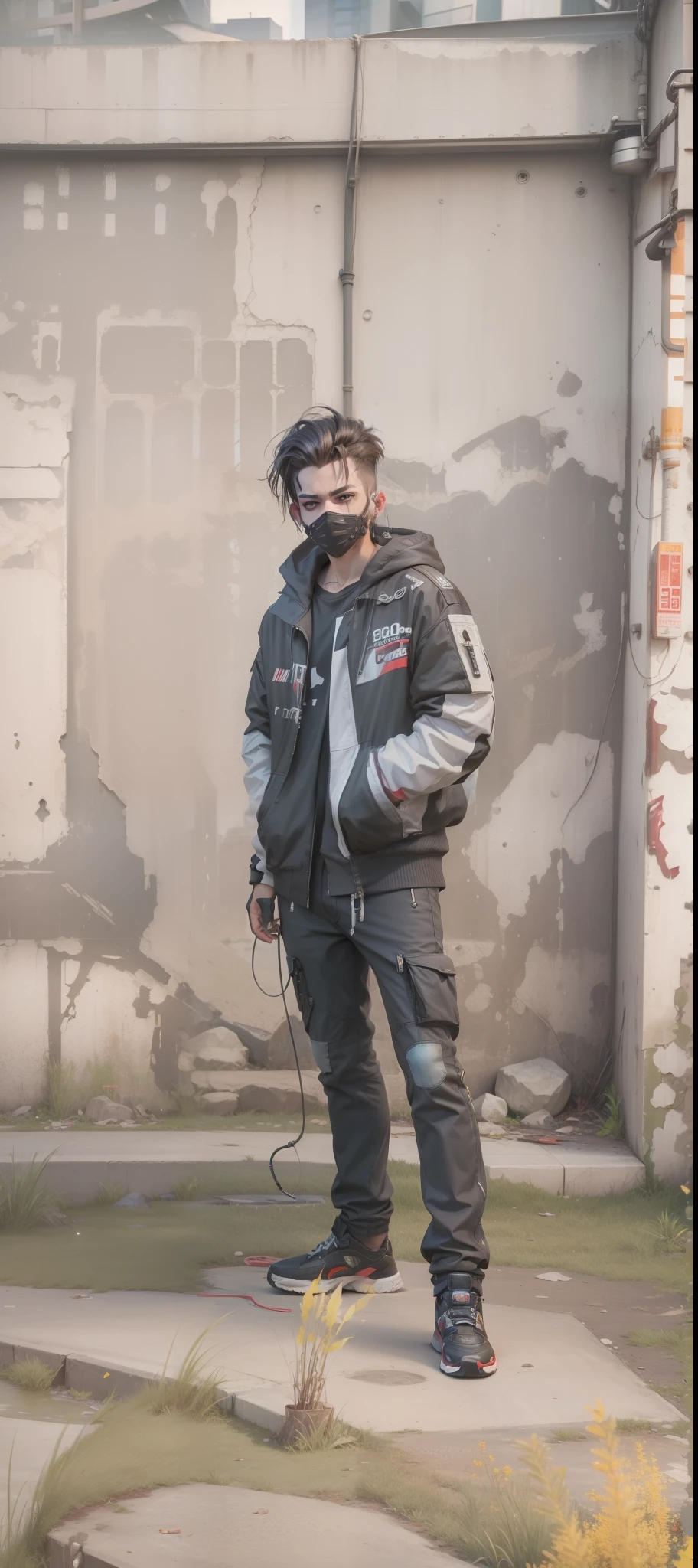 Change beckground cyberpunk studio handsome boy, realistic face, realistic face, 88k ultra realistic