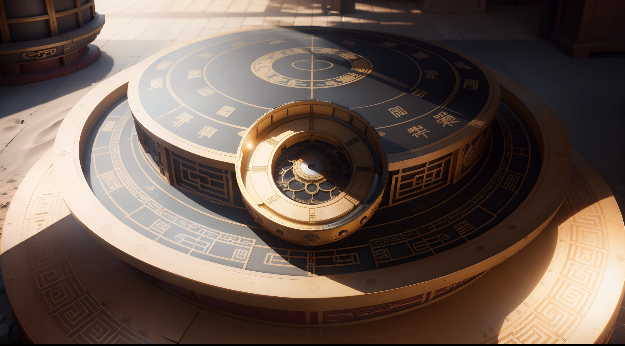 Poster of 1 giant coronagraph,(Camera position:60 degrees diagonally above),Ancient Chinese timing device,super detailing,Realistic light and shadow,Unity 8k Wallpapers,Realistic and realistic,(Photorealistic:1.7), RAW photo