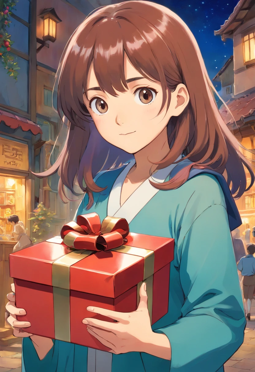 Girl holding a gift box