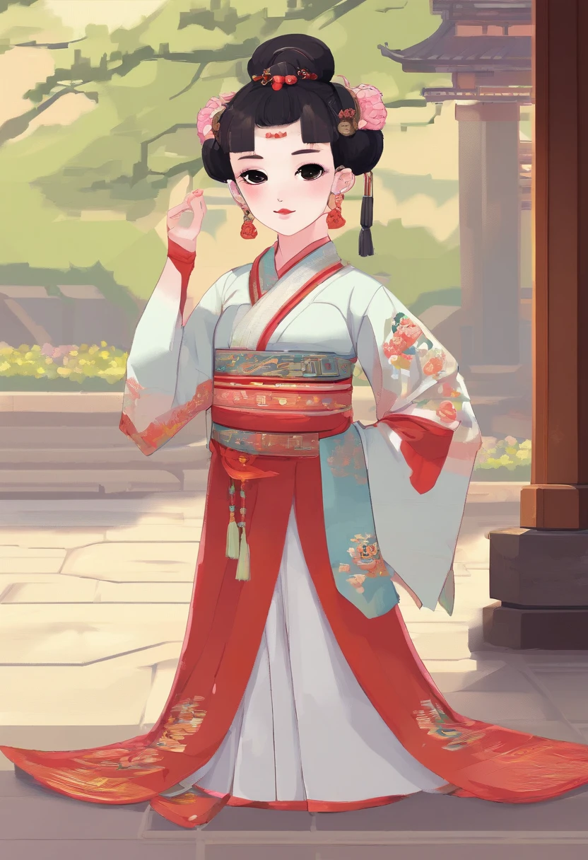 China-style,Tang dynasty girl,Hanfu,Cute and cute,a ball head,Take a bunch of sugar gourds,The lively streets of Chang'an,Full body like,Detailed and accurate,depth of fields,8K,A high resolution,tmasterpiece,Beautiful wallpapers,high qulity,high detal,s the perfect face,offcial art,blur backgroun, --Niji 5 --Q 2