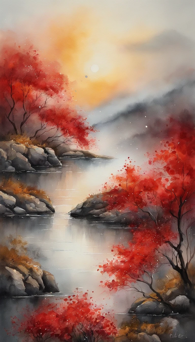 —Dao remnant sun paved in water,Half river, half red。Pity the first three nights of September,The dew is like a pearl moon like a bow。
