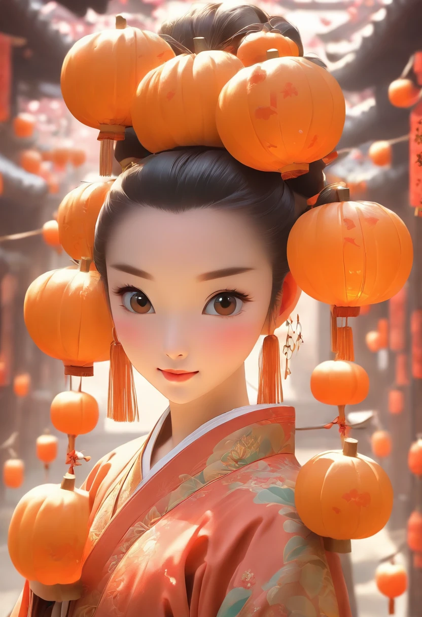 China-style,Tang Dynasty Maiden,Hanfu,Cute and cute,Take a bunch of sugar gourds,eery,The lively streets of Chang'an,(Full body like:1.4),Detailed and accurate,depth of fields,8K,A high resolution,tmasterpiece,Beautiful wallpapers,high qulity,high detal,s the perfect face,offcial art,blur backgroun, --Niji 5 --Q 2