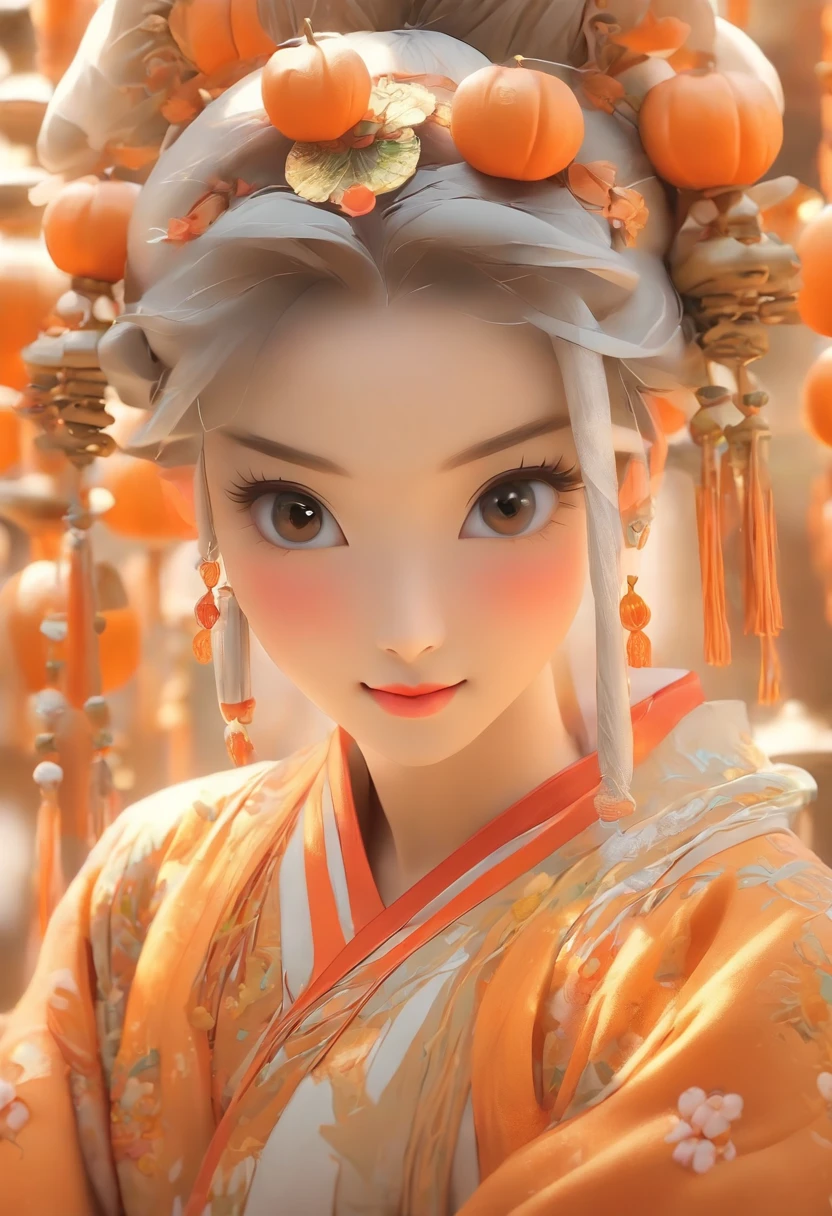 China-style，Tang Dynasty Maiden，Hanfu，Cute and cute，Take a bunch of sugar gourds，eery，The lively streets of Chang'an，（Full body like：1.4），Detailed and accurate，depth of fields，8K,A high resolution,tmasterpiece,Beautiful wallpapers,high qulity,high detal,s the perfect face,offcial art,blur backgroun, --Niji 5 --Q 2