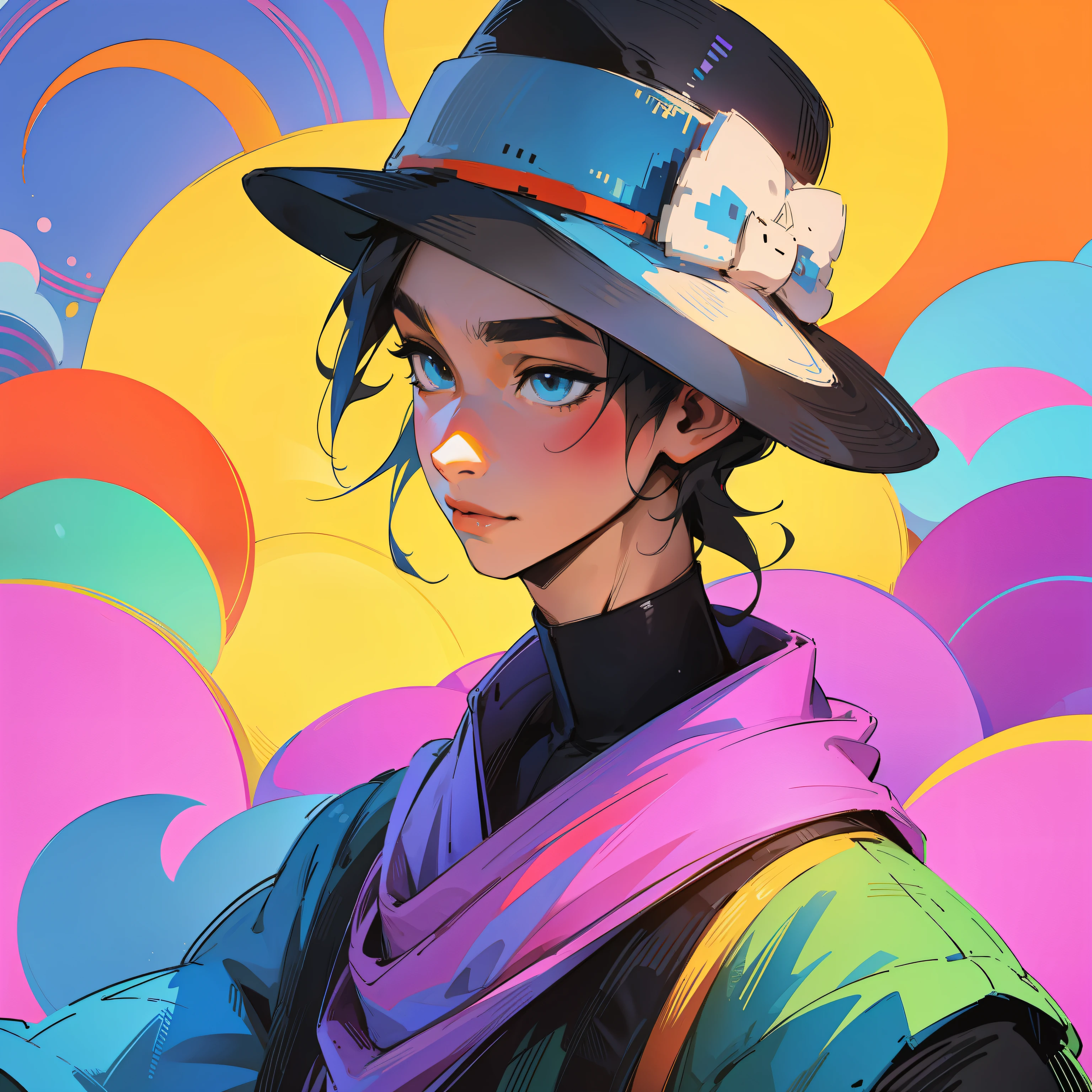 Pixel art、colourfull、male people、Hats、portraitures