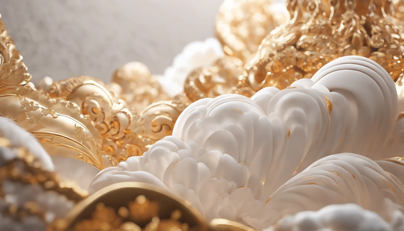 Chinese style, classical cloud pattern,bright light, clay material, close-up intensity, 3d, ultra-detailed, C4D, octane rendering, Blender, 8K , HD,style expressive..
Abstract art, Yuko Kiyoizumi style, white theme, golden theme, fractal, flame masterpiece, FF,jadestatue