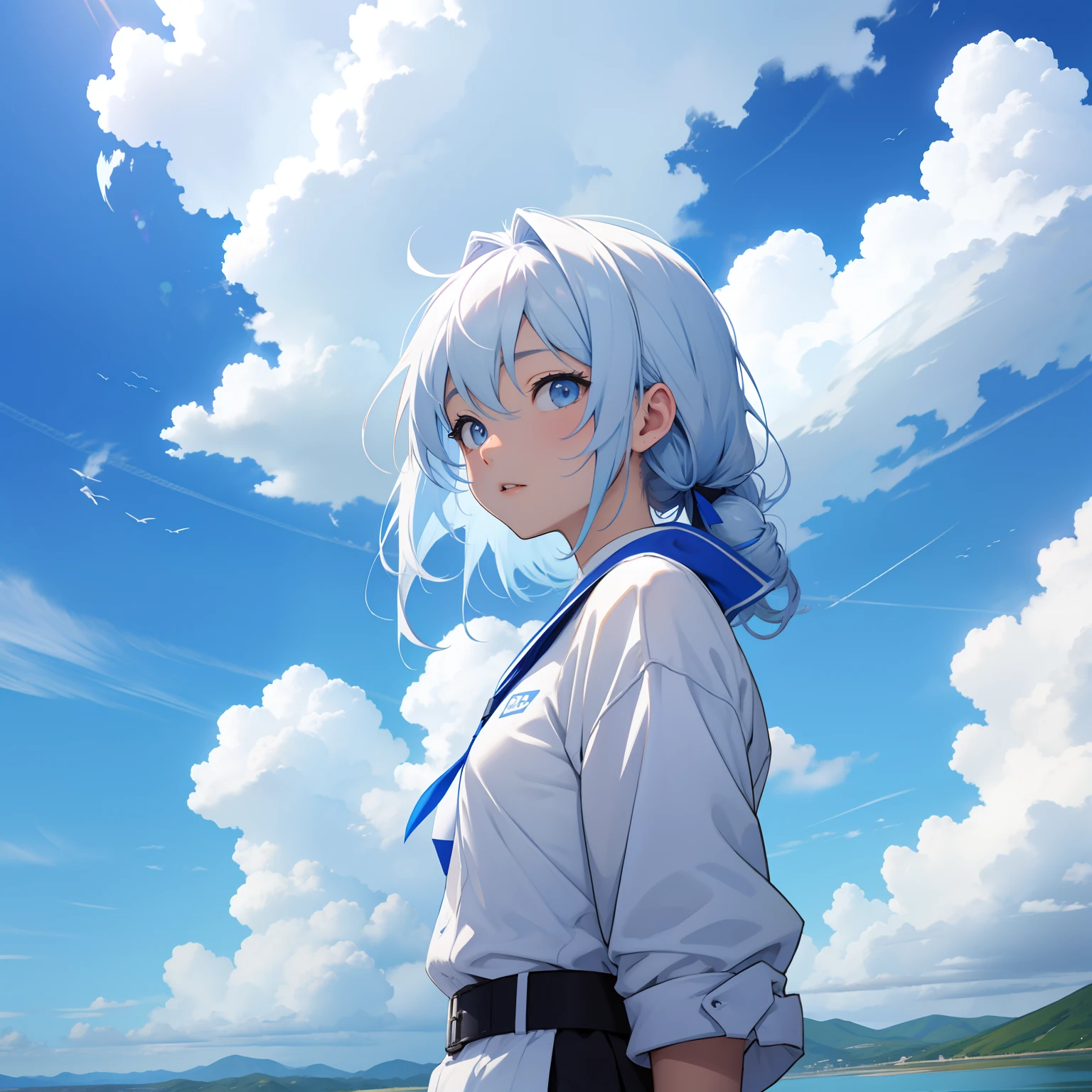 Background。blue open sky。white clouds。Skysky。