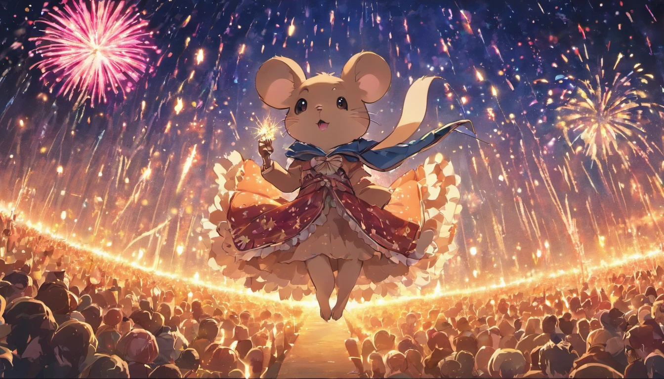 Mouse Animal New Year Zodiac Fireworks Lights