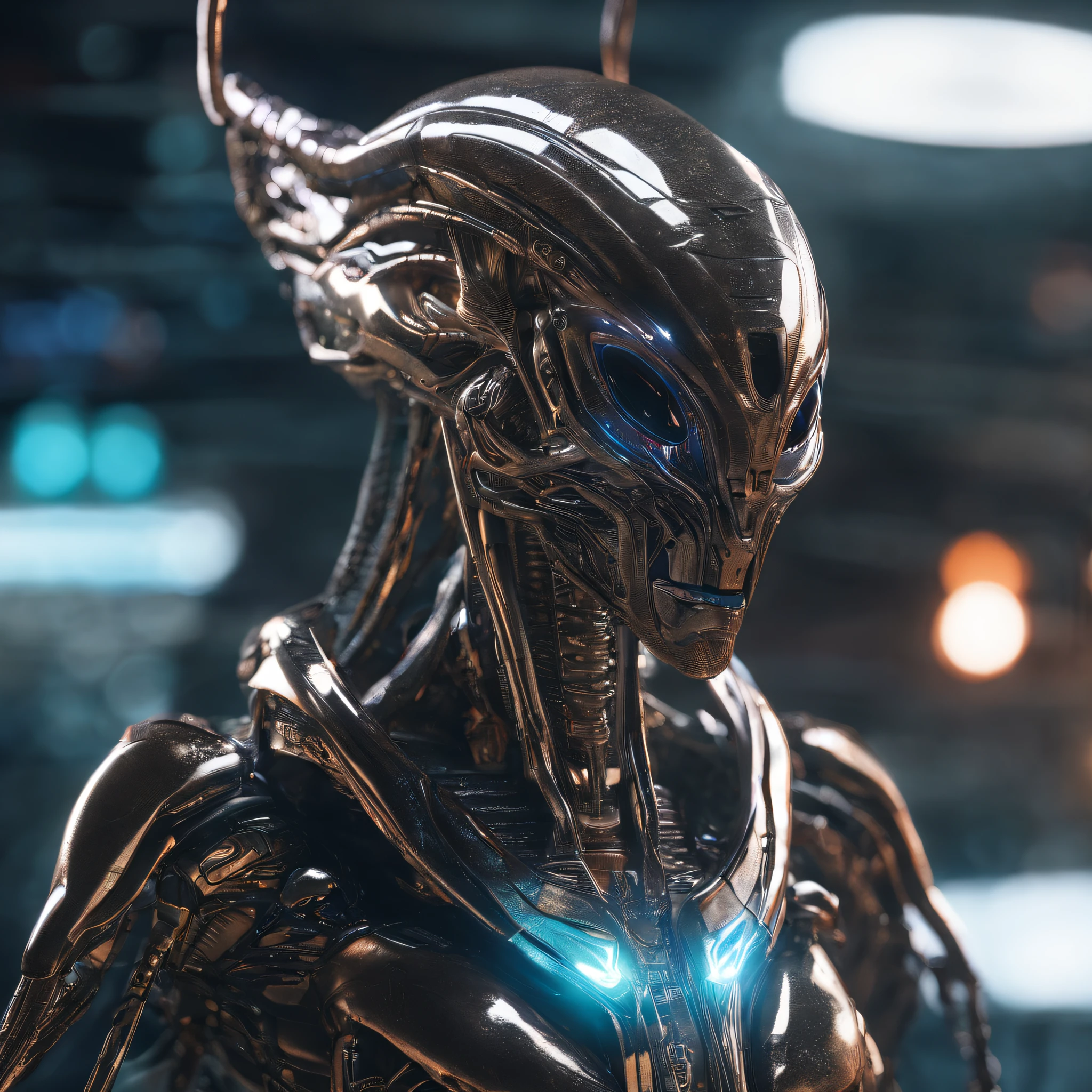 Translucent ethereal aliens,Humanoid,full body,A mech coated with a ceramic glazed luster,Hard surface properties,streamlined line design,It has refined features in a sci-fi environment, glowing from within, Sparks and lights, best qualtiy,tmasterpiece,Photorealsitic, Highly detailed, iintricate,unreal 5 render,