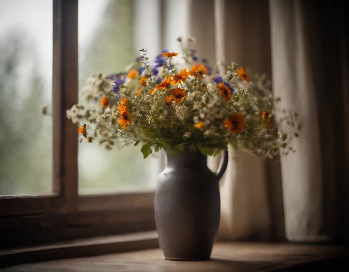 a vase of wildflowers.