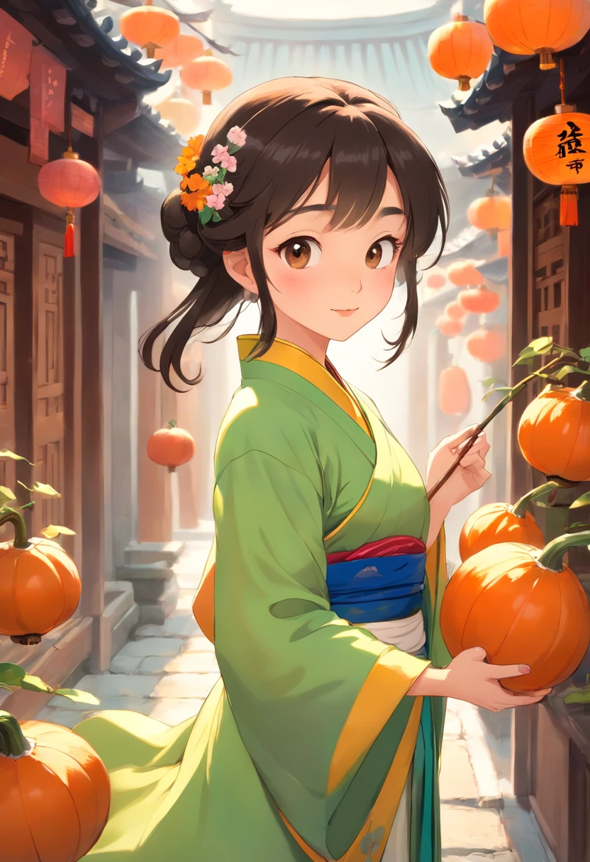 China-style,Tang Dynasty Maiden,Hanfu,Cute and cute,Take a bunch of sugar gourds,eery,The lively streets of Chang'an,(Full body like:1.4),Detailed and accurate,depth of fields,8K,A high resolution,tmasterpiece,Beautiful wallpapers,high qulity,high detal,s the perfect face,offcial art,blur backgroun, --Niji 5 --Q 2