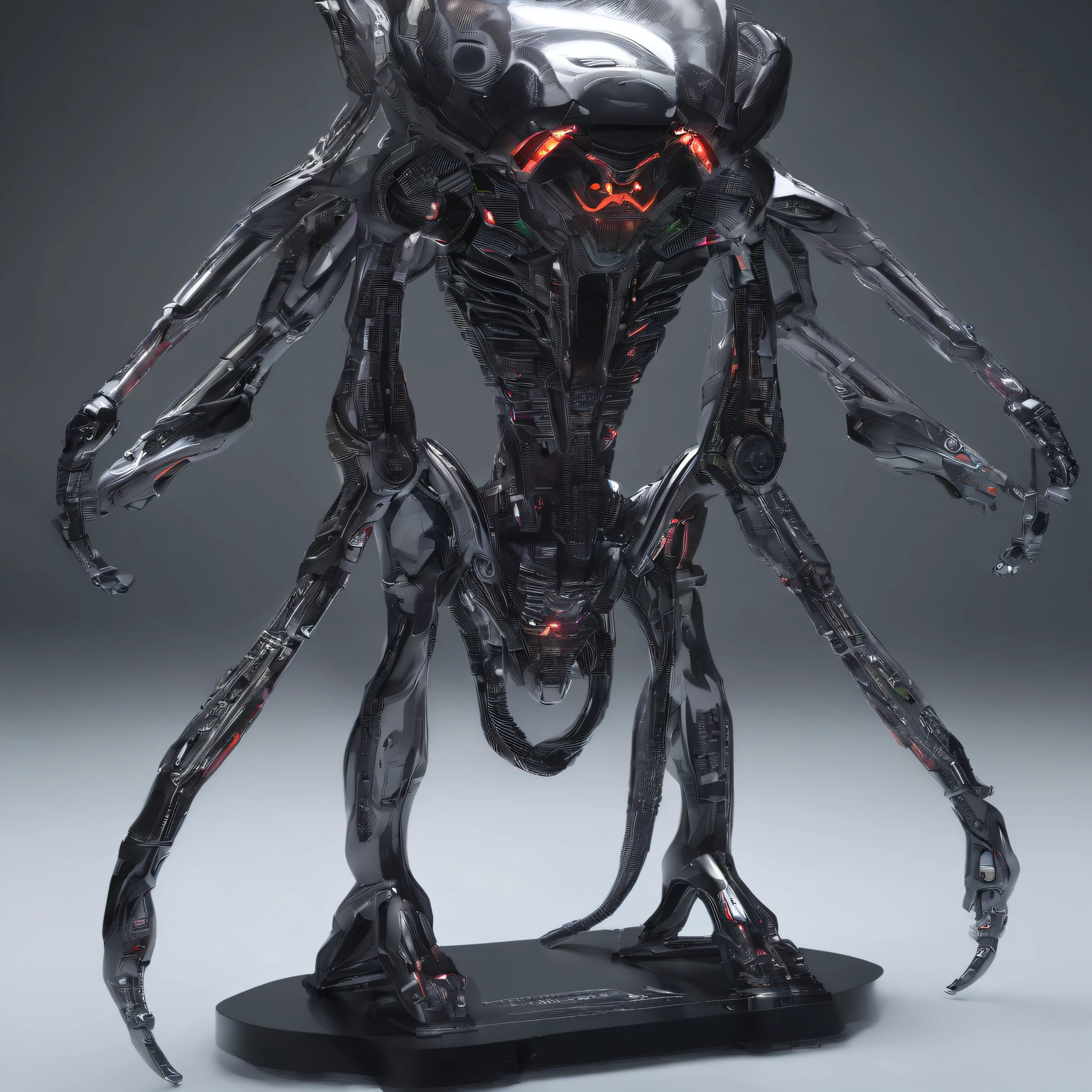 Translucent ethereal aliens,Humanoid,full bodyesbian,Mecha with zirconium dioxide ceramic surface,Hard surface properties,streamlined line design,It has refined features in a sci-fi environment, glowing from within, Sparks and lights, best qualtiy,tmasterpiece,Photorealsitic, Highly detailed, iintricate,unreal 5 render,
