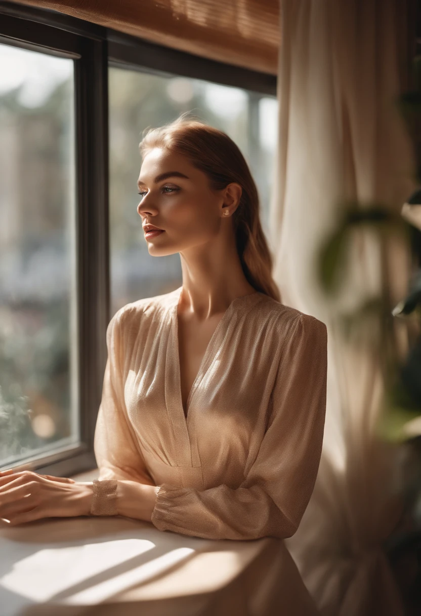 My Leonardo AI Prompt: A charming Instagram model posing by a sunlit window, wearing a trendy outfit that showcases their vibrant personality. The model has a cheerful smile and their eyes are captivating, drawing viewers in. The indoor environment is modern and chic, with minimalist decor and soft pastel colors. The sunlight streaming through the window highlights their features and creates a warm atmosphere. The camera captures the model in a medium shot, with a 50mm lens, emphasizing their natural beauty and fashion sense. The image has a high resolution of 4K, with soft, natural lighting that enhances the model's skin tones and the colors of their outfit. The inspiration for this image comes from fashion photographers on platforms like Instagram and Vogue. The render style is focused on realism and detailed textures, and the final result is a captivating portrayal of modern elegance.