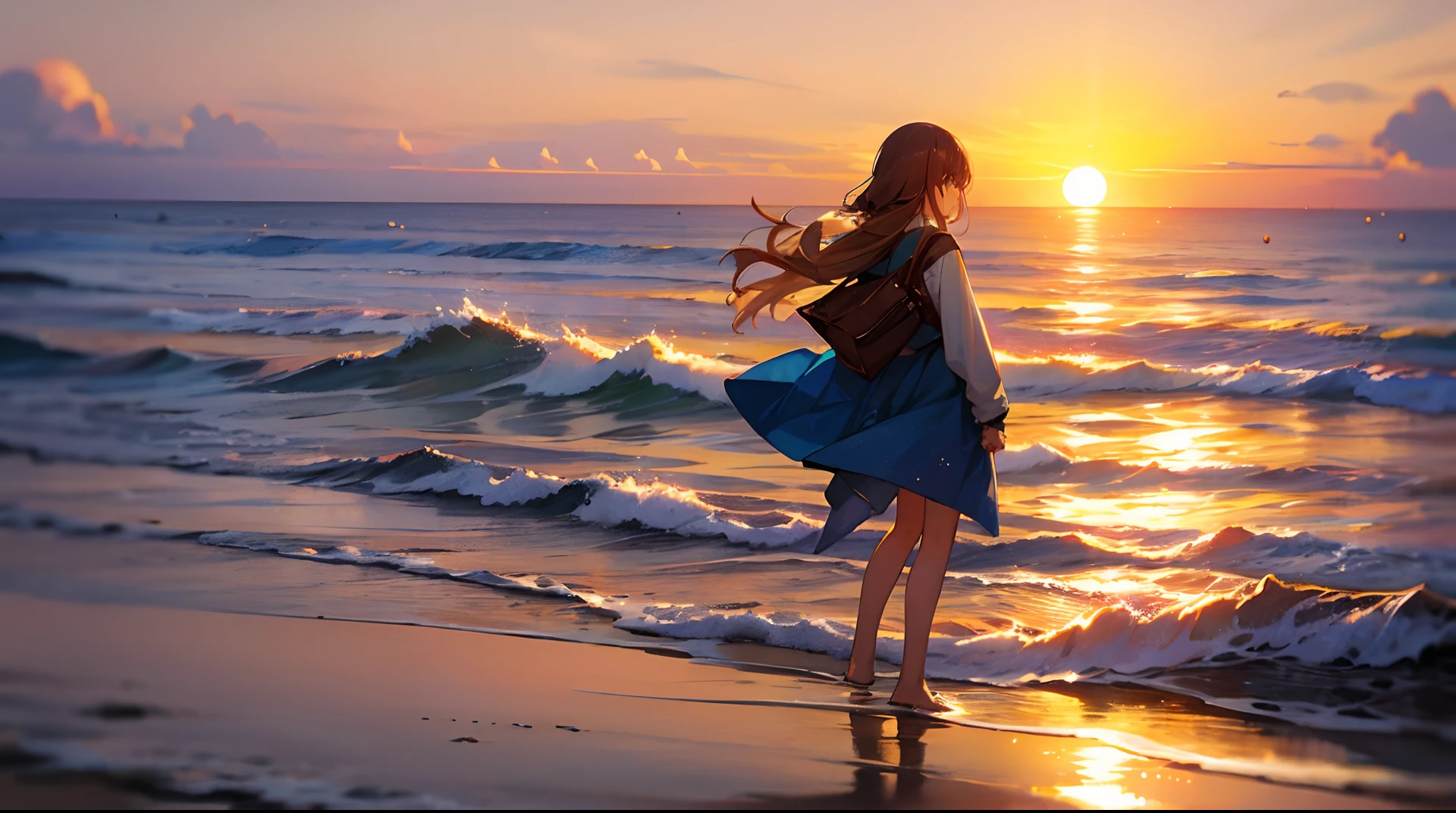 the setting sun，setting sun，Look at the sea，Two sisters