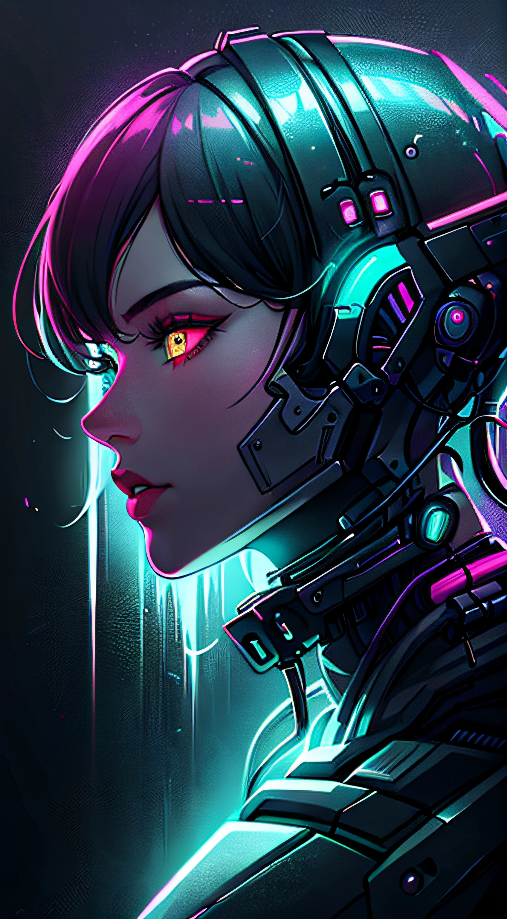 Ashley Wood style,(in the style of Conrad Roset:1.3),
chart,Conrad Roset drawing close up, a robot with a helmet ,(glass mask with color gradient:1.3),(bright dark orchid neon:1.7),( (neon glowing crystal clear helmet:1.8),There is no facial contour),(The robot is aged with moss on its rusty bronze armor:1.2),evening,Shadows of moonlight,dramatic lighting,gradient pop surrealism,pop art [(Details:1.2): [ (many small Details:1.3) : [ (many ultrasmall Details: 1.2):(Highly detailed ultra-small edges and micro-relief.:1.5):0.7 ]: 0.4 ] :0.2],
REST detailed,(darkness:1.5),(very detailed shadows:1.5),absolute shadows,absolute darkness,