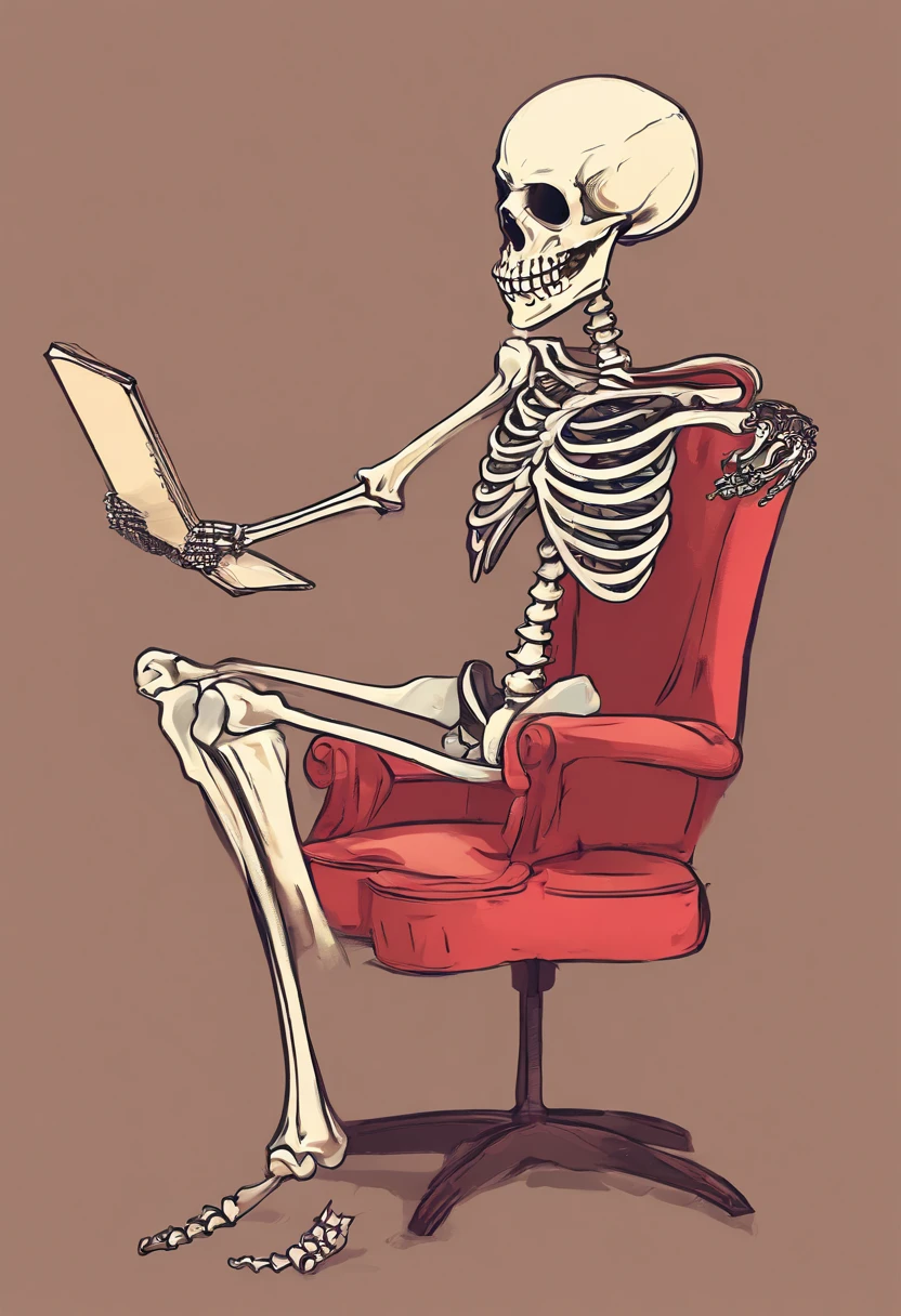 arafed skeleton sitting in a chair with a laptop and drinking a drink, cute skeleton, 3d illustration, 3 d illustration, cute 3 d render, 3 d render stylized, 2 d illustration, 2d illustration, cyber skeleton, an alien working on a computer, stylized 3d render, digital art render, stylized digital illustration