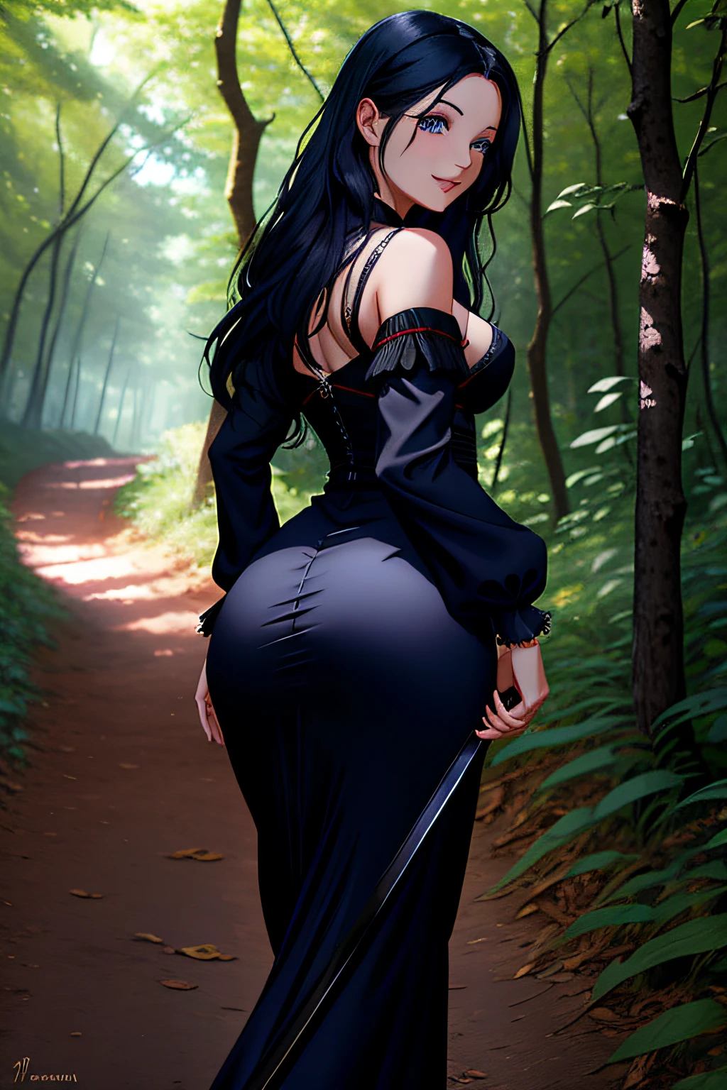 masterpiece, absurdres, 1 age girl, Age 15 old. Hinata [naruto],, floating hair, ribbon on her hair. masterpiece, absurdres , (intricate details), (colorful),cinematic lighting, extremely detailed CG unity 8k wallpaper 1girl, solo, Hinata Attractive looking. Slutty waist [Beautiful Curvy butt]. Hinata on all fours looking at the viewer, and a woods, wet skin, wearing black lingerie, beautiful ass, big ass, (extremely detailed face), behind, behind view, big butt. 8K resolution, super detailed, high quality
