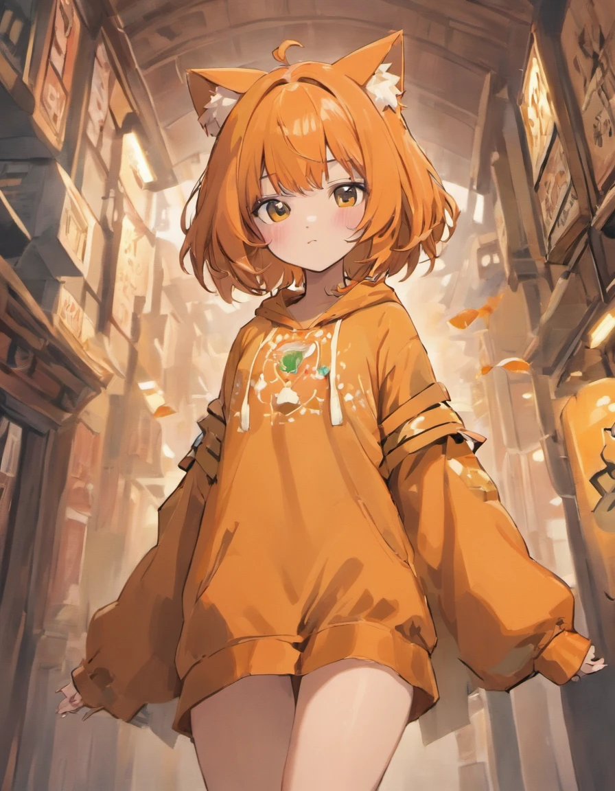 1girl animal ear fluff fox ears fox tail medium short hair red hair crossed bangs green eye purple eye eyelashes jumpsuit breasts out kumiho korean clothes Long sleeve long skirt Heterochromia