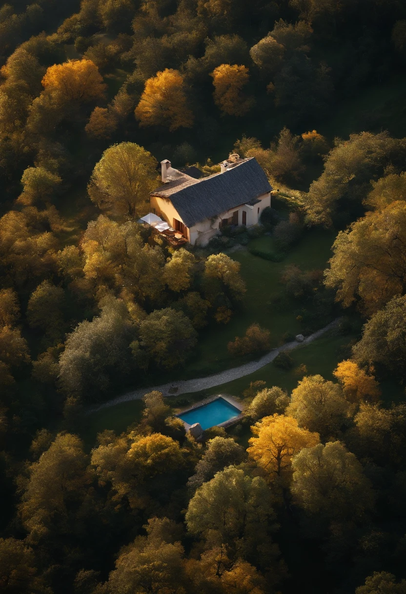 (ultra realista, intrincado, epic movie scene), (em um vilarejo com neve pouco movimentado), (luzes amarelas das casas acesas, View from above, Comforting aesthetics), (muitos pequenos detalhes, Amazing lighting, Amazing scenery), (colorido, ultra realista, alta qualidade, altamente detalhado, foco nítido, 8k UHD, ultra realismo)