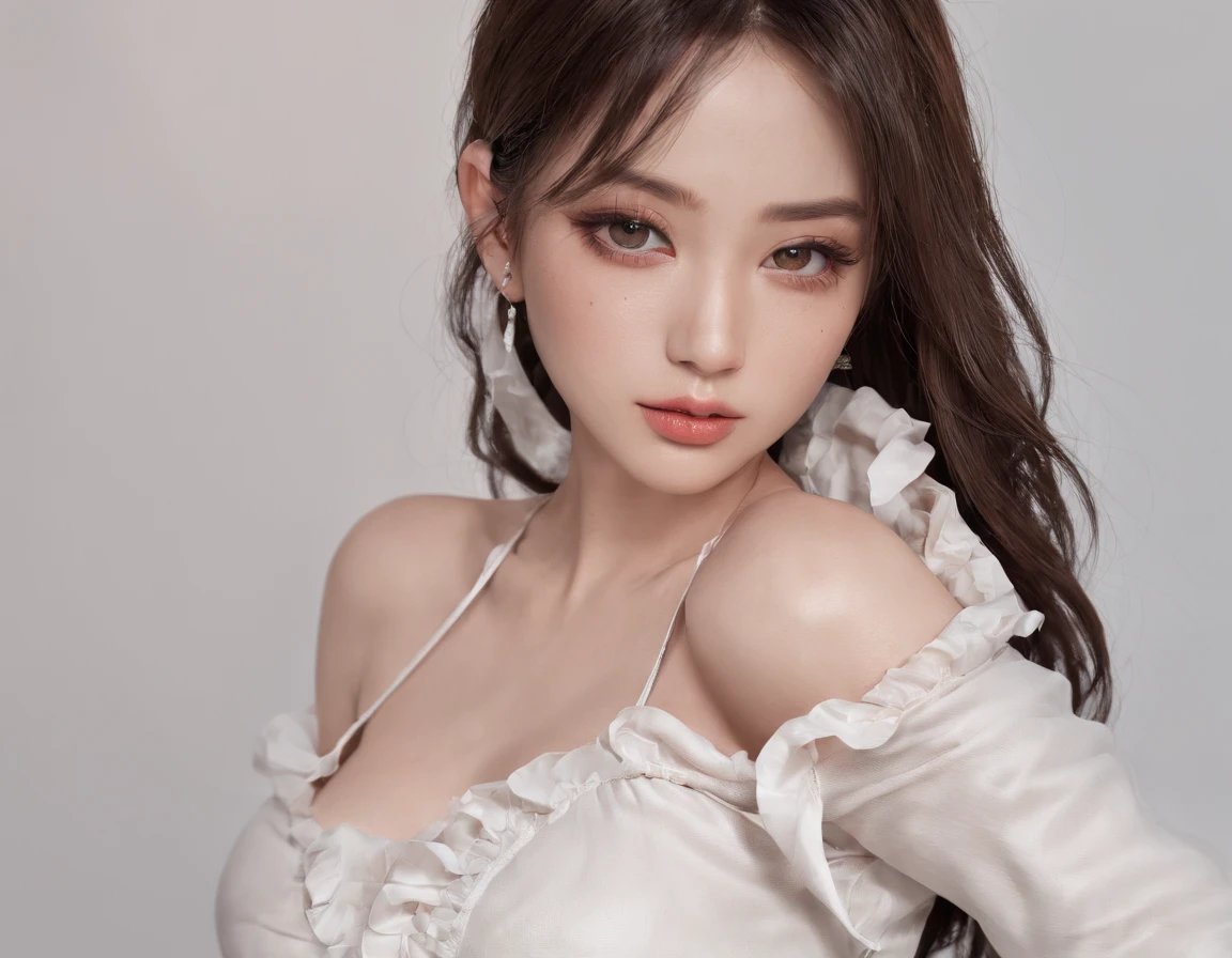 highres,4k,HDR,1girl, photorealistic, realistic,sweat skin, thin face,yangmi,heavy makeup, standing,(((half body))), medium breasts,earing , tied up, sexy, cute eyes, Daddy's cum slut