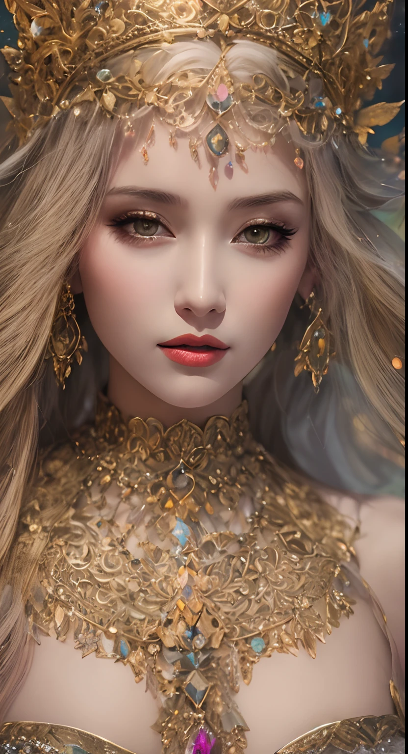 A close-up of a woman in a very beautiful dress and TIA, ((a beautiful fantasy empress)), intricate wlop, 8K high quality detailed art, a beautiful fantasy empress, hyper-detailed fantasy character, Goddess. Extremely high detail, digital fantasy art ), Fantasy art style, goddess close-up portrait, 4k highly detailed digital art, beautiful and elegant elf queen