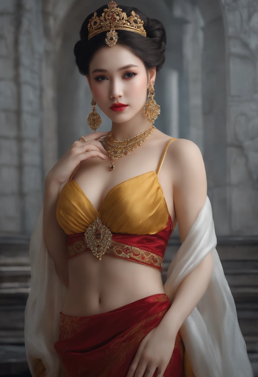 ((realisticity: 1.2)), ((realistic: 8K UHD)), ((best resolution: 8K UHD)), hyper detailed, best quality,masterpiece,highres,cg, ((1 girl hyper detailed and hyper realistic) ) , ((beautiful queen, hyper realistic and hyper detailed)),((white skin, beautiful, smooth, youthful, hyper realistic and hyper detailed )), ((Face hyper beautiful, white, hyper realistic and hyper detailed ) ), long hair, ((hyper realistic and hyper detailed dress)), solo, ((hyper realistic, hyper beautiful, beautiful and hyper detailed jewelry)), ((hyper beautiful deep red and golden yellow dress, hyper realistic and hyper detailed )) , ((Her pretty, hyper realistic, hyper detailed diamond filled earrings)), ((Her gorgeous diamond haircut, hyper realistic and hyper detailed)), ((hyper pretty upper body, hyper beautiful, hyper realistic and hyper detailed) ), ((medium breast: 1.1)), ((hyper realistic, hyper pretty, hyper detailed boobs)), ((the backgroun of the royal palace is hyper majestic, hyper realistic and hyper detailed)),((hands and palms hyper beautiful, hyper detailed, hyper realistic)), ((hyper detailed and hyper realistic fingers and fingernails)), ((hyper pretty fingernails, hyper vivid, hyper detailed, hyper realistic)), ((thumb, index finger, middle finger, ring finger, little finger hyper vivid, hyper pretty, hyper detailed, hyper realistic)), ((hyper beautiful fingers, hyper detailed, and hyper realistic)), ((posture not too fat and not too thin, hyper realistic, hyper detail)), ((hyper pretty, hyper pretty, hyper realistic and hyper detailed hair bun)), ((hyper pretty , hyper realistic and hyper detailed blue hair)), candid, Photo, high resolution, 8k , bokeh,
 INFO
Size
1280X2048
Date
Today11:44 AM
Type
upscale
国风3 GuoFeng3

Comment(0)
Add Comment
Explore Related