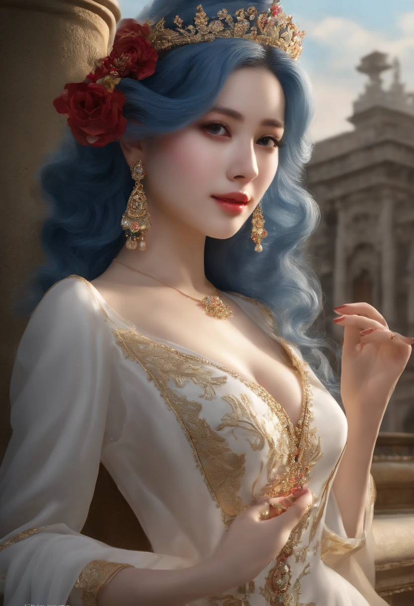 ((realisticity: 1.2)), ((realistic: 8K UHD)), ((best resolution: 8K UHD)), hyper detailed, best quality,masterpiece,highres,cg, ((1 girl hyper detailed and hyper realistic) ) , ((beautiful queen, hyper realistic and hyper detailed)),((white skin, beautiful, smooth, youthful, hyper realistic and hyper detailed )), ((Face hyper beautiful, white, hyper realistic and hyper detailed ) ), long hair, ((hyper realistic and hyper detailed dress)), solo, ((hyper realistic, hyper beautiful, beautiful and hyper detailed jewelry)), ((hyper beautiful deep red and golden yellow dress, hyper realistic and hyper detailed )) , ((Her pretty, hyper realistic, hyper detailed diamond filled earrings)), ((Her gorgeous diamond haircut, hyper realistic and hyper detailed)), ((hyper pretty upper body, hyper beautiful, hyper realistic and hyper detailed) ), ((medium breast: 1.1)), ((hyper realistic, hyper pretty, hyper detailed boobs)), ((the backgroun of the royal palace is hyper majestic, hyper realistic and hyper detailed)),((hands and palms hyper beautiful, hyper detailed, hyper realistic)), ((hyper detailed and hyper realistic fingers and fingernails)), ((hyper pretty fingernails, hyper vivid, hyper detailed, hyper realistic)), ((thumb, index finger, middle finger, ring finger, little finger hyper vivid, hyper pretty, hyper detailed, hyper realistic)), ((hyper beautiful fingers, hyper detailed, and hyper realistic)), ((posture not too fat and not too thin, hyper realistic, hyper detail)), ((hyper pretty, hyper pretty, hyper realistic and hyper detailed hair bun)), ((hyper pretty , hyper realistic and hyper detailed blue hair)), candid, Photo, high resolution, 8k , bokeh,
INFO
Size
1280X2048
Date
Today11:44 AM
Type
upscale
国风3 GuoFeng3
Comment(0)
Add Comment
Explore Related