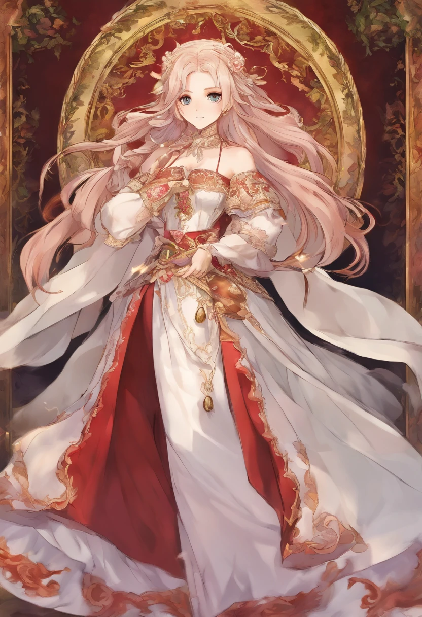 garota de anime, garota pequena, pele clara, olhos carmesim, cabelos brancos, cabelos longos, vestido branco da nobreza, nobreza, Royal Family, poder de fogo vermelho, controle de chamas vermelhas, fogo, ultra detalhado, arte de anime fantasia, arte epica, ultra hd, 4k wallpaper