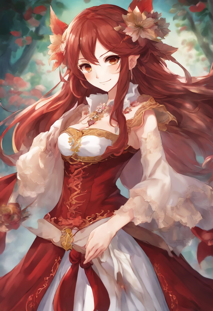 garota de anime, garota pequena, pele clara, olhos carmesim, cabelos brancos, cabelos longos, vestido branco da nobreza, nobreza, Royal Family, poder de fogo vermelho, controle de chamas vermelhas, fogo, ultra detalhado, arte de anime fantasia, arte epica, ultra hd, 4k wallpaper