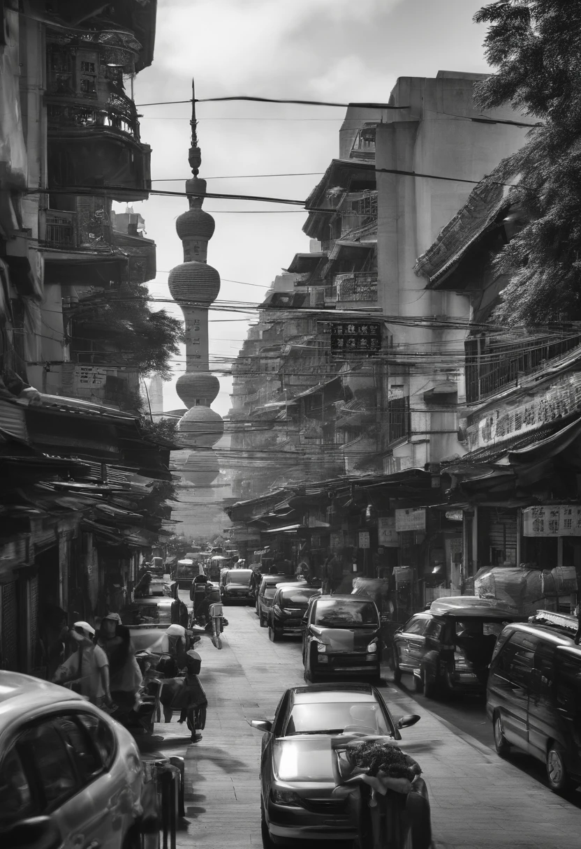 Guangzhou,城市,black andwhite,succinct,illustration