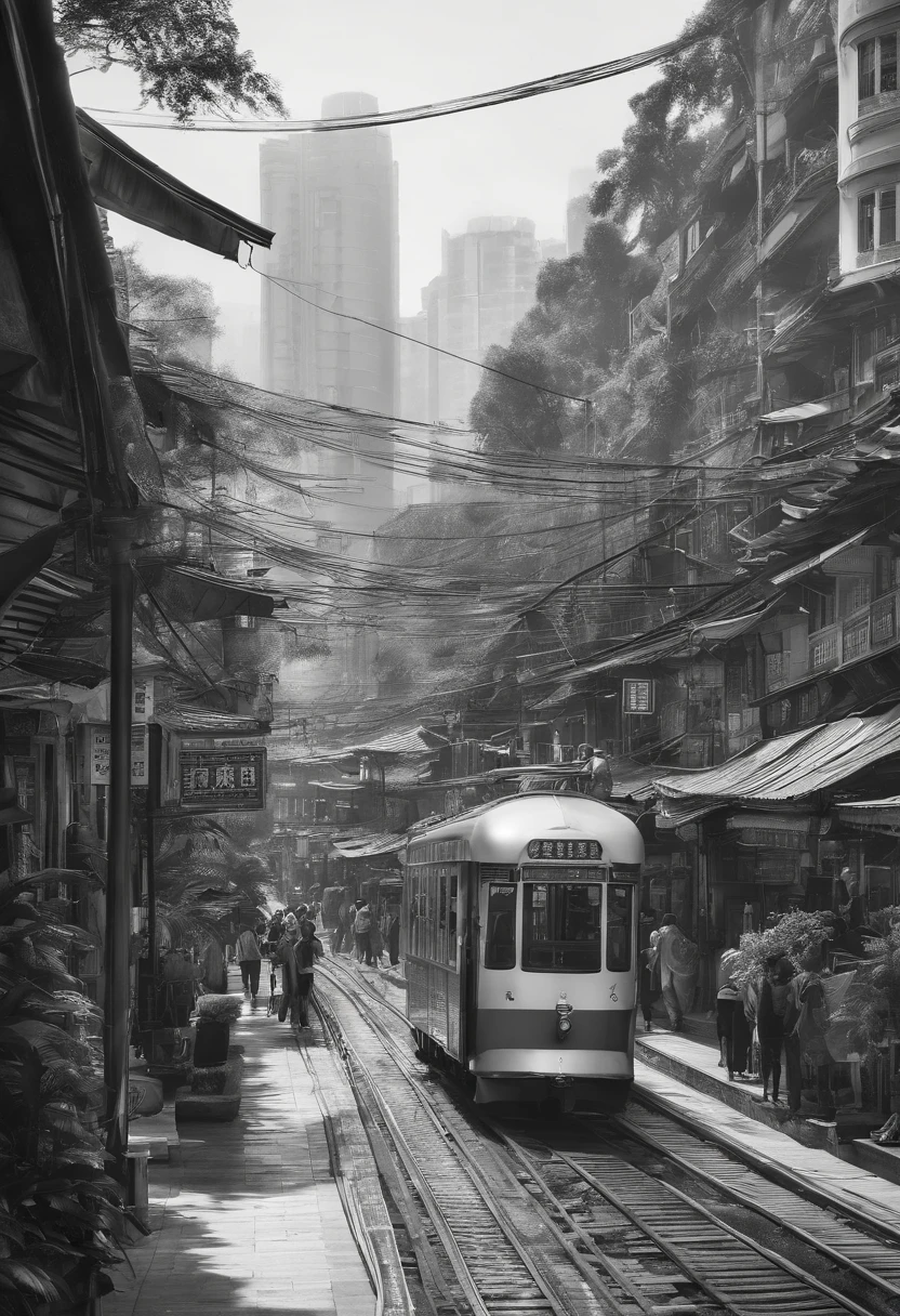 Guangzhou,城市,black andwhite,succinct,illustration