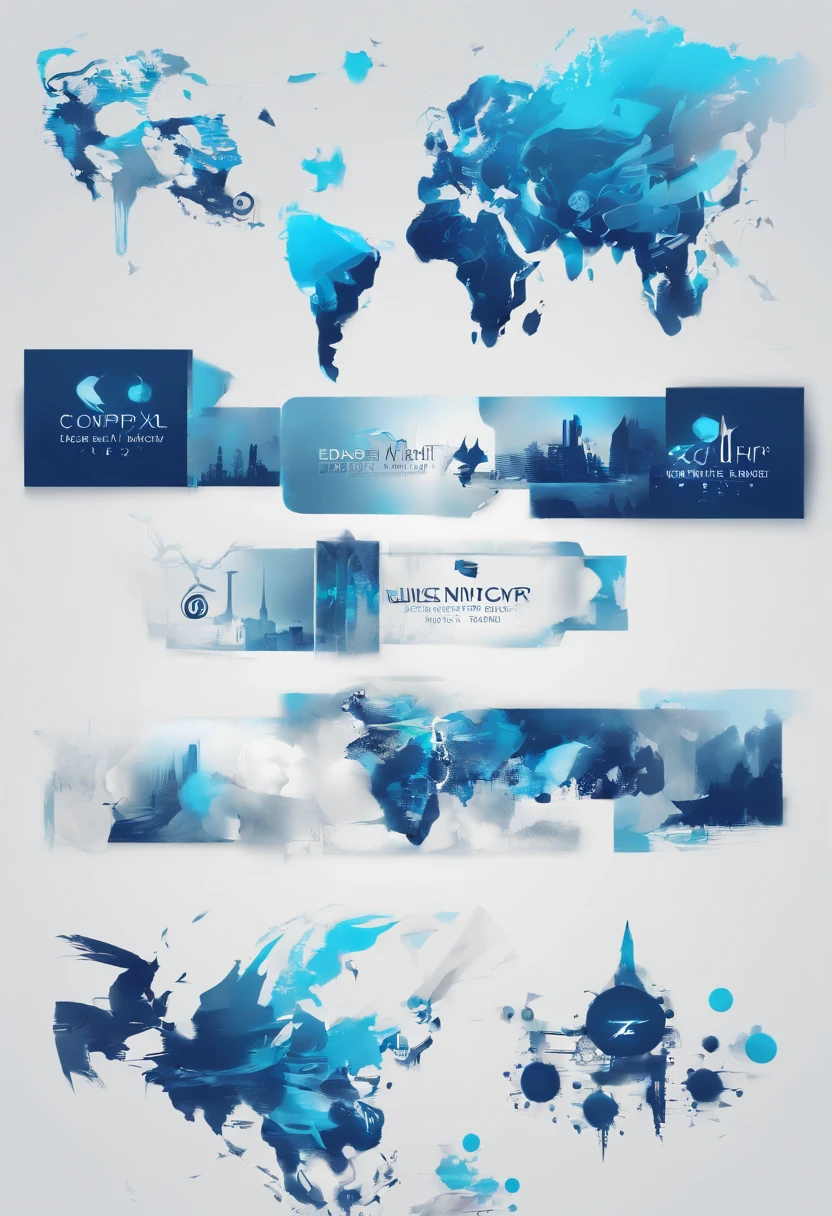 logo which express digital world, digital style logo, blue base, high quality, detailed
