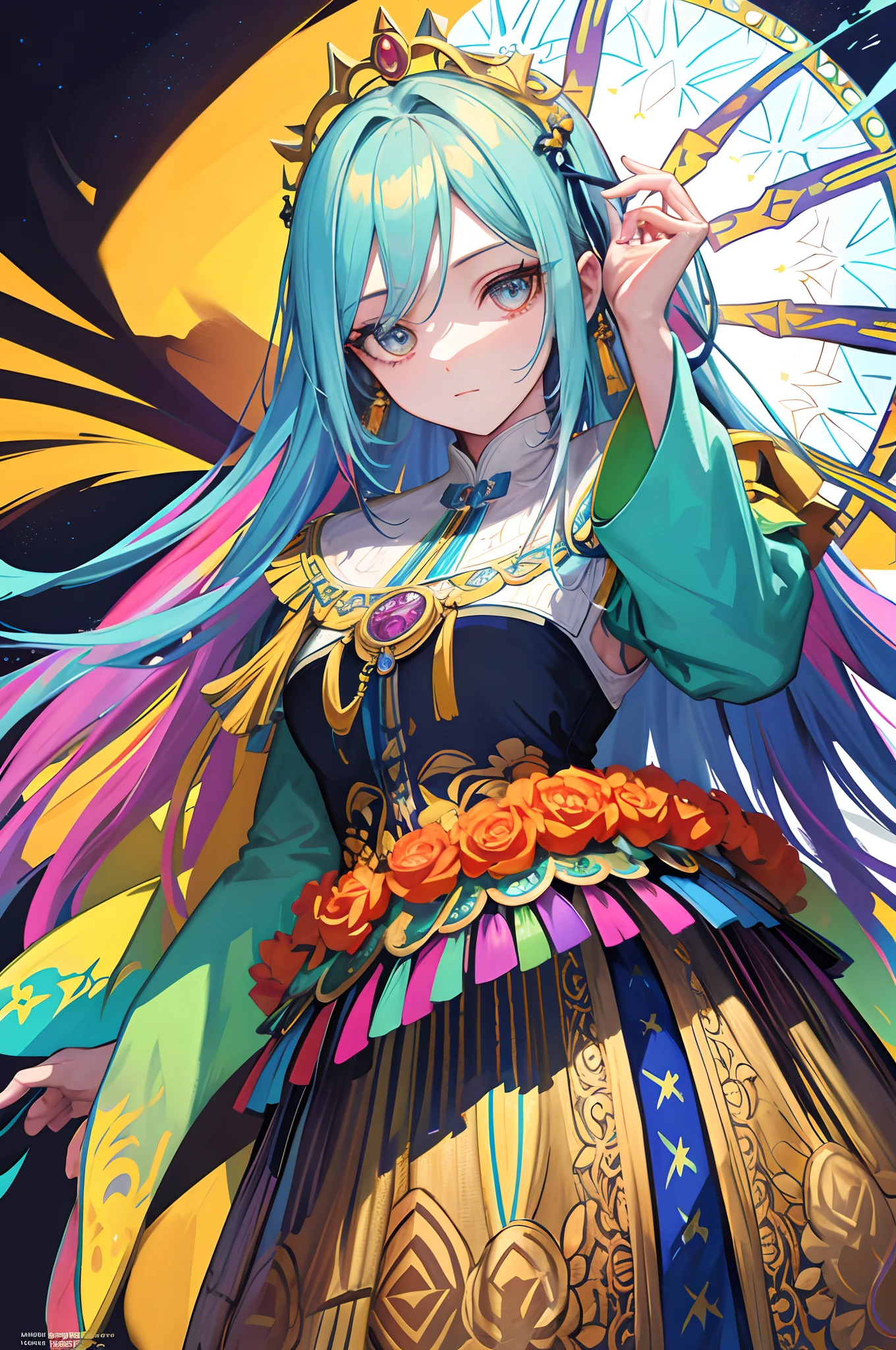A vibrant, Detailed portrait of ABBA as a puppet, Surrounded by a kaleidoscope of colors and textures, Extremely detailed and realistic, Professional color grading, Soft shadows, no contrast, clean sharp focus, Film photography, Filmed on Fuji Astia films
