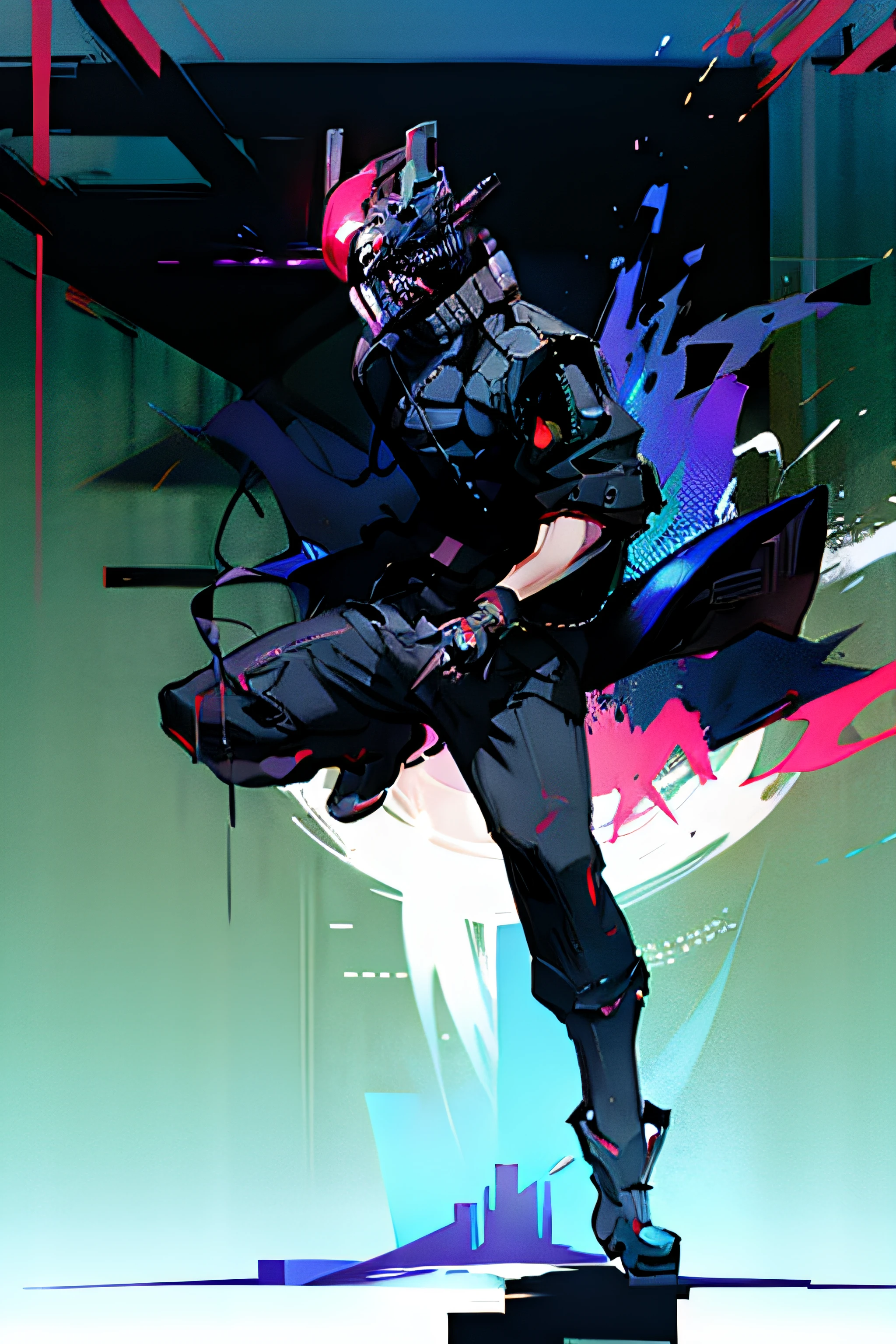 samurai techwear, cyberpunk, futuristic, full body