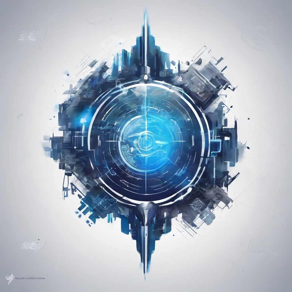 A logo that represents the digital world, Digital-style logo, Blue Base, High quality, Detailed drawings