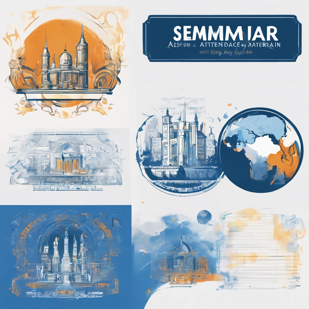 logo that represents the proof of attendance of the seminar, high quality design, blue base logo, detailed drawings